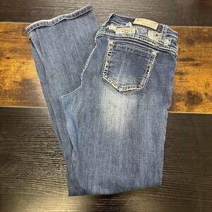 Grace In L.A. Womens‎ Easy Fit Jeans Size 34 Blue Embroideried Western Cowgirl